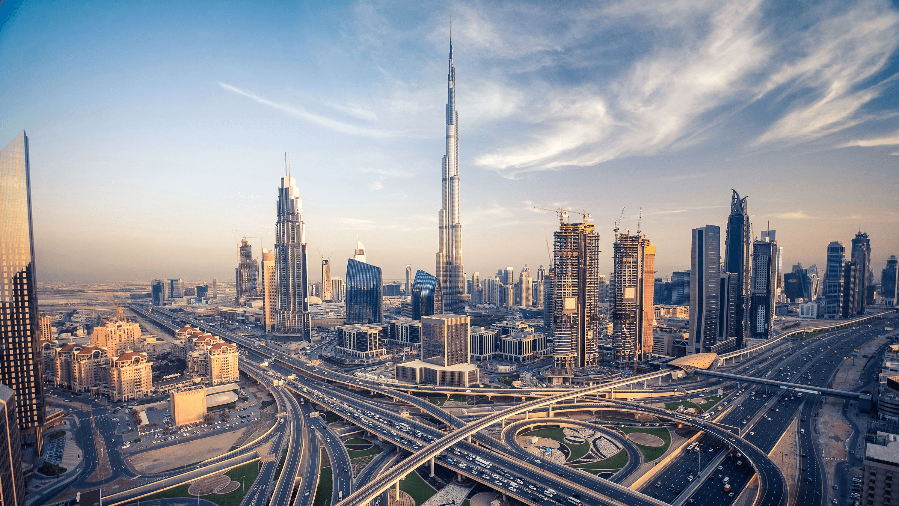 Dubai skyline with highways