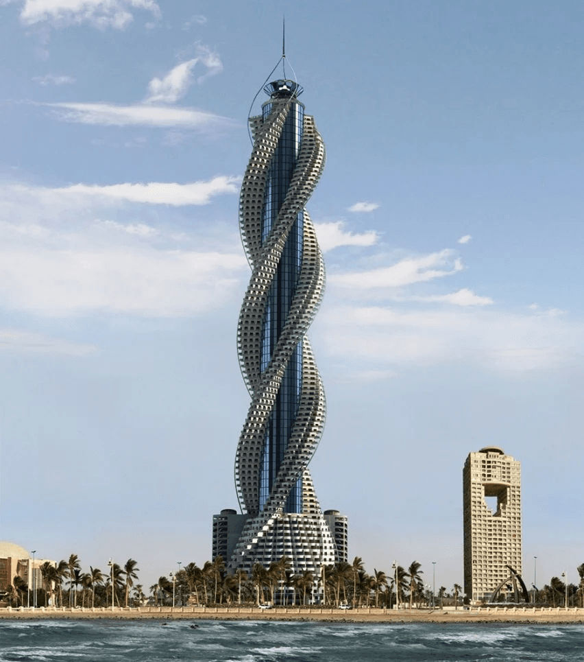 Modern twisted tower